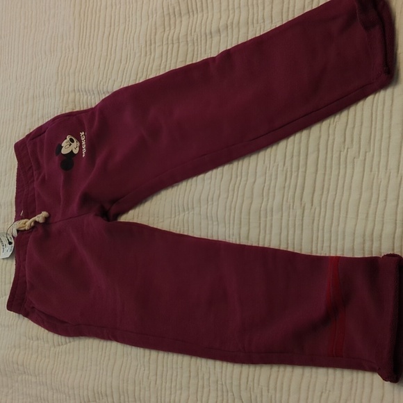 Zara Mickey Mouse cozy soft burgundy sweatpants Girls size 10 - Picture 1 of 7